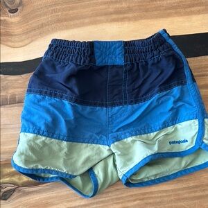 Patagonia Kids' Blue and Green swim Shorts
